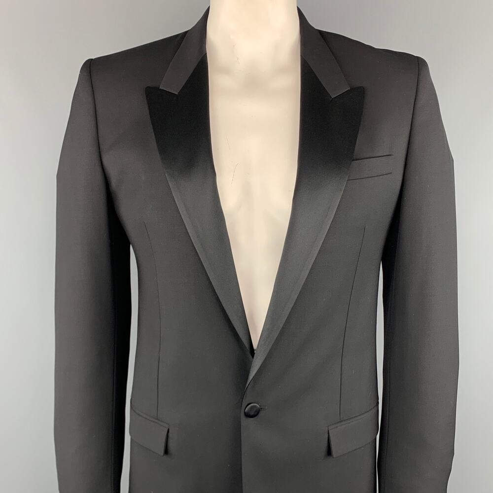 MARC JACOBS Size 40 Black Wool Peak Lapel Sport Coat Tuxedo Jacket - Picture 2 of 6